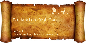 Matkovich Akács névjegykártya